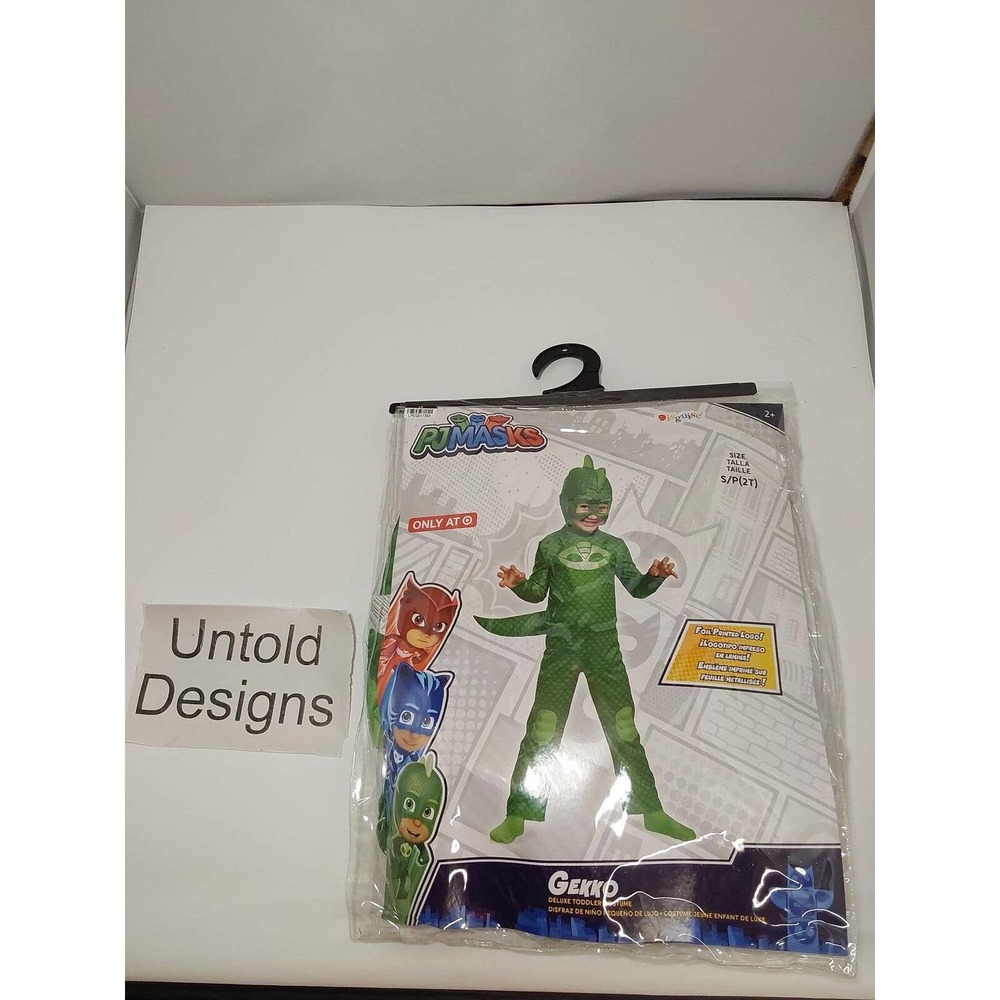 Toddler Boys PJ Masks Green Gekko Halloween Costume With Detachable Tail 2T